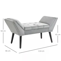 HOMCOM Modern Button Tufted Bench Accent Velvet Upholstered Ottoman for Bedroom, Living Room Entryway, Light Grey(m-3)