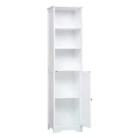 kleankin 160cm Tall BathroomTallboy Cabinet Cupboard Storage Unit White Freestanding(m-4)