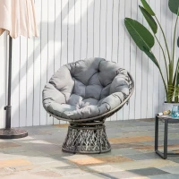 Outsunny 360° Swivel Rattan Papasan Moon Bowl Chair with Padded Cushion Oversized for Outdoor Indoor(m-10)