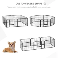PawHut Heavy Duty Dog Pet Puppy Metal Playpen Play Pen Rabbit Pig Hutch Run Enclosure Foldable Black 80 x 60 cm (Small)(m-6)
