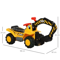 HOMCOM Kids Ride On Excavator Digger w/ Storage Basketball Net Steering NO POWER Wheel Vehicle Truck Toy(m-3)