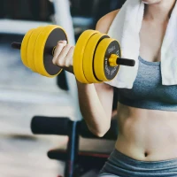 HOMCOM 25KG Dumbbell & Barbell  Adjustable Set Plate Bar Clamp Rod Home Gym Sports Area Exercise Ergonomic(m-2)