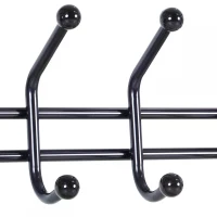 HOMCOM Coat Rack Stand Hall Tree Hallway Furniture with 18 Hooks 3-Tier Shoe Rack Metal Frame for Entryway Bedroom Living Room Black(m-7)