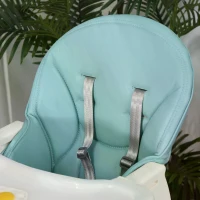 HOMCOM Qaba Foldable Baby High Chair Convertible to Toddler Chair Height Adjustable w/ Adjustable Backrest, Footrest, and Removable Tray 5-Point Harness Mobile with Wheels for Kids 6-36 Months Blue(m-6)