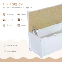 HOMCOM 4-Piece Kids Table and Chair Set with 2 Wooden Chairs, 1 Storage Bench, and Interesting Modern Design, Natural/White(m-6)