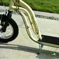 HOMCOM Youth Scooter Front and Rear Caliper Dual Brakes 12-Inch Inflatable Front Wheel Ride On Toy For Age 5+ Beige(m-11)