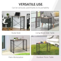 HOMCOM Folding Computer Desk Writing Study Table Industrial Home Office Workstation, 90 x 45 x 74cm, Rustic Brown(m-6)