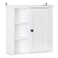HOMCOM Wall Mounted Bathroom Cabinet Home Organiser Closet Kitchen Pantry Storage Shelves White(m-1)