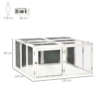PawHut Rabbit Hutch Small Animal Guinea Pig House Ferret Bunny Cage Duck House Rabbit Hideaway Chinchilla Cage Outdoor Indoor Backyard with Openable Roof Grey 120x120x60cm(m-3)