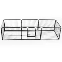PawHut Heavy Duty Dog Pet Puppy Metal Playpen Play Pen Rabbit Pig Hutch Run Enclosure Foldable Black 80 x 60 cm (Small)(m-11)