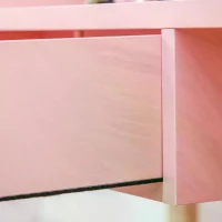 HOMCOM Dressing Table for Bedroom Dressing Table Vanity Table with Mirror Drawer Light Luxury Style MDF Pine Wood Pink 76 x 48 x 123.5 cm(m-6)