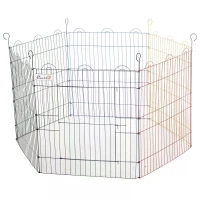 PawHut Pet Playpen Hexagon Dog Puppy Pen Crate Kennel Exercise Fence w/ Door Metal Indoor & Outdoor(m-11)