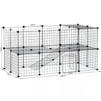 PawHut DIY Pet Playpen Metal Wire Fence Indoor Outdoor Guinea Pig Rabbit Small Animals Cage 36 Panel Enclosure Black(m-3)