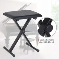 HOMCOM Foldable Keyboard Stool Padded Seat X Frame Chair Adjustable Height Piano Bench Black(m-5)