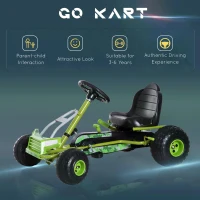 HOMCOM Kids Children Pedal Go Kart Ride on Car Adjustable Seat Braking System - Green(m-4)