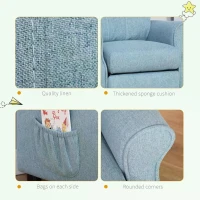 HOMCOM Kids Recliner Sofa Angle Adjustable Single Lounger Armchair Children Games Chair with Footrest for 3-5 years, Blue(m-5)