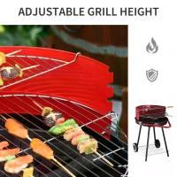 Outsunny New Outdoor BBQ Garden Charcoal Barbecue Cooking Grill Trolley with Wheel - Red(m-7)
