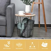 HOMCOM Wood Metal Coffee Round Table W/ Storage Sofa End Side Coffee Table Bedroom Living Room Furniture- Natural Wood Color(m-6)