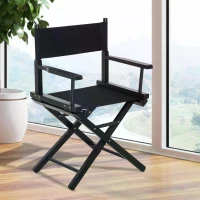 HOMCOM Beech Wooden Frame Directors Chair Foldable Oxford Fabric Seat Easy To Carry&Travel Black(m-2)