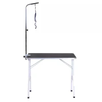 PawHut Dog Cat Pet Grooming Table Portable Mobile Foldable Adjustable With Arm Noose Stainless Steel Frame and Legs New(m-6)