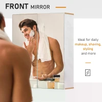 kleankin Bathroom Mirror Cabinet Wall Mounted Storage Cupboard with Double Door and Adjustable Shelves, White(m-5)