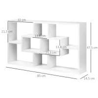 HOMCOM 18" Wall-mounted  Shelf 8-cube Bookcase Home Organizer Closet -White(m-3)