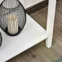 HOMCOM Wooden Console Table with 2 Drawers and 1 Storage Shelf for Living Room Entryway, White(m-10)