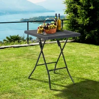 Outsunny Picnic Folding Table Plastic Rattan-style Tabletop Indoor Outdoor Dining Room Party Camping(m-4)