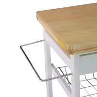 HOMCOM Rolling Kitchen Island Trolley Cart Drawer Shelves Basket Wheels W/  6 Bottle Wine Rack White(m-7)