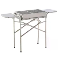 Outsunny Outdoor Folding BBQ Rectangular Stainless Steel Adjustable Pedestal Charcoal Barbecue Grill - Silver(m-11)