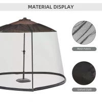 Outsunny 2.3m Umbrella Table Screen Outdoor Patio Cover Mosquito Insect Net Zipped Door(m-5)