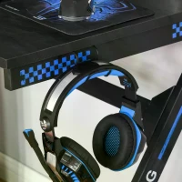 HOMCOM Gaming Desk Computer Home Office Rectangle Gamer Table Workstation Metal Frame with Headphone Hook 1m, Black(m-9)