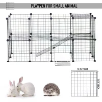PawHut DIY Pet Playpen Metal Wire Fence Indoor Outdoor Guinea Pig Rabbit Small Animals Cage 36 Panel Enclosure Black(m-5)