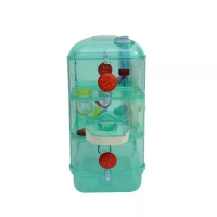 PawHut 3 Storey Hamster Cage Small Pet Animal Cage w/ Exercise Wheel Food Water Bowl Multi Activity Exercise Centre Green(m-8)