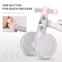 HOMCOM Baby Balance Bike Ride On Walker Push Bike Quick Release Kids Toddler First Bike Birthday Toy Gift for 1-3 Years Pink(m-4)
