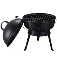 Outsunny Portable Small Charcoal Grill Barbecue BBQ Mini Tabletop Picnic Cooking Smoker Family Party Camping with Grid Tripod - Black(m-11)