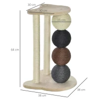 PawHut Luxury Plush Cat Tree Climbing Frame Activity Center with Sisal Scratching Posts Perches Scratching Balls, Beige(m-3)