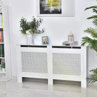 HOMCOM Wooden Radiator Cover Heating Cabinet Modern Home Furniture Grill Style White Painted (Large)(m-10)