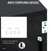 HOMCOM High Gloss Frame Sideboard, Side Cabinet, Push-Open Design with 2 Drawer for Living Room, Bedroom, Light Grey and Black(m-7)