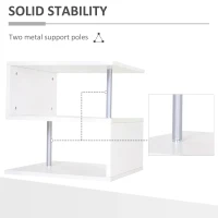 HOMCOM Coffee End Table S shape 2 Tier Storage Shelves Organizer Versatile Home office furniture (White)(m-6)