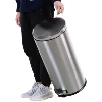 HOMCOM 30L T430 Step-on Trash Can Stainless Steel Round Garbage Bin Silent Gentle Open and Close Dustbin with Pedal(m-4)