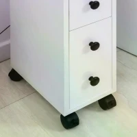 kleankin Slimline Bathroom Storage Unit w/ 2 Drawers 2 Open Compartments Wheels Handles Freestanding Compact Home Office Furniture White(m-8)