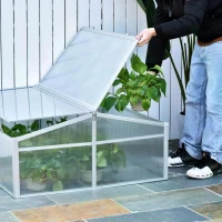 Outsunny Outdoor Greenhouse Polycarbonate Grow House Flower Vegetable Plants Raised Bed Garden Allotment Protector Aluminum Frame 100 x 100 x 48 cm(m-7)