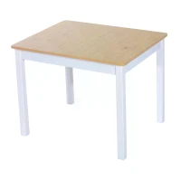 HOMCOM 4-Piece Kids Table and Chair Set with 2 Wooden Chairs, 1 Storage Bench, and Interesting Modern Design, Natural/White(m-8)