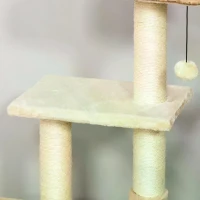 PawHut Cat tree Tower 109cm Climbing Activity Centre Kitten with Sisal Scratching Post Rattan Condo Perch Hanging Balls Toy(m-7)