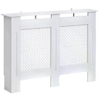HOMCOM Wooden Radiator Cover Heating Cabinet Modern Home Furniture Grill Style White Painted (Medium)(m-11)