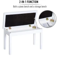 HOMCOM Faux Leather Piano Stool Makeup Dressing Stool Bench Dressing Table Seat with Storage 76x36x50cm,White(m-4)