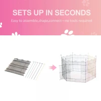 PawHut Pet Playpen Hexagon Dog Puppy Pen Crate Kennel Exercise Fence w/ Door Metal Indoor & Outdoor(m-4)