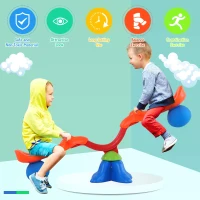 HOMCOM Kids Spinning Seesaw 360° Rotation Swivel Playground Equipment Children Indoor Outdoor Party Toy - Orange&Blue(m-4)