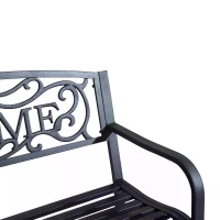 Outsunny 2 Seater Metal Garden Bench Patio Outdoor Park Porch Chair(m-9)